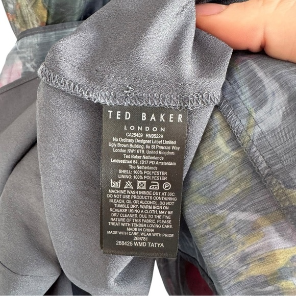 Ted Baker Tatya Puff Floral Sleeve Mini Dress 0 Black - Picture 10 of 10